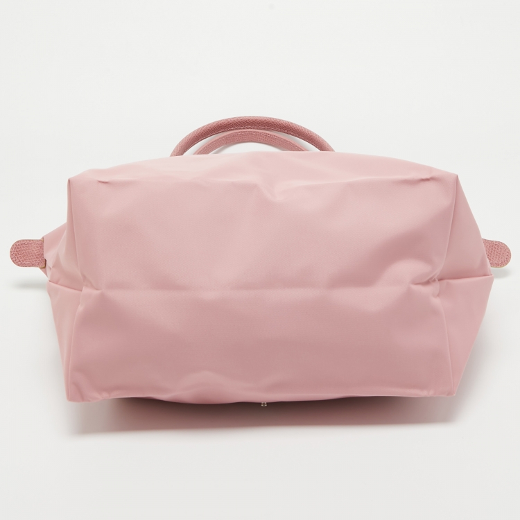 Pre Owned Longchamp Pink Nylon and Leather Medium Le Pliage Tote