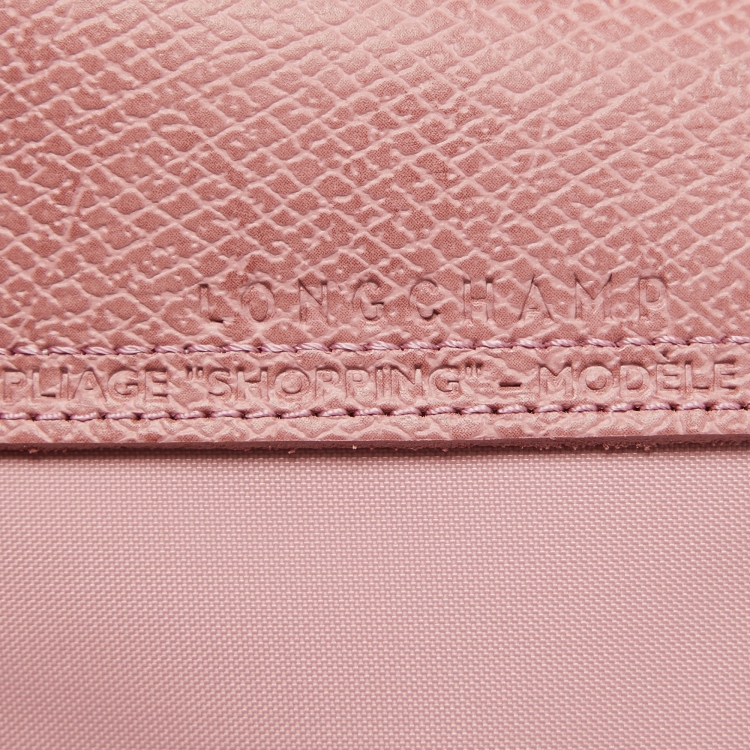 Pre Owned Longchamp Pink Nylon and Leather Medium Le Pliage Tote