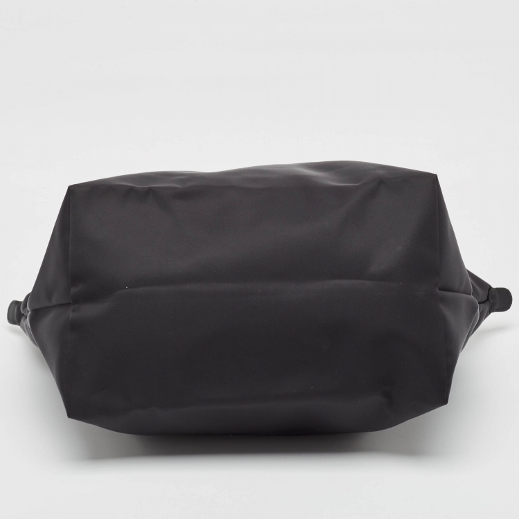 Pre Owned Longchamp Black Nylon and Leather Large Le Pliage Tote