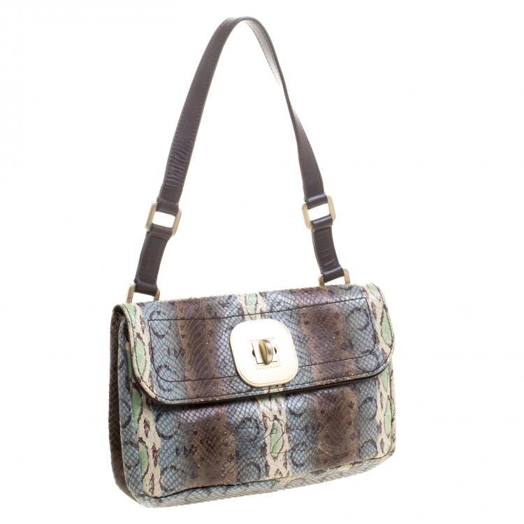 Pre Owned Longchamp Multicolor Snake Embossed Gatsby Shoulder Bag