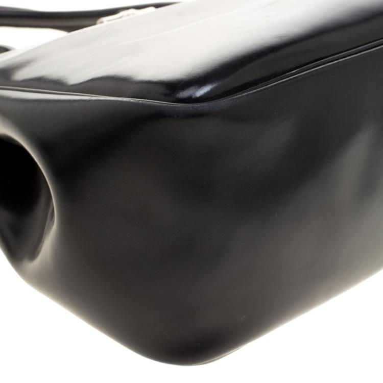 Pre Owned Longchamp Black Leather Mini Roseau Tote