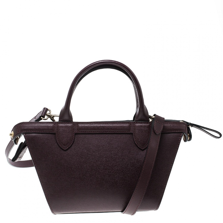 مملوكة مسبقًا  Longchamp Burgundy Leather Small Le Pliage Heritage Tote