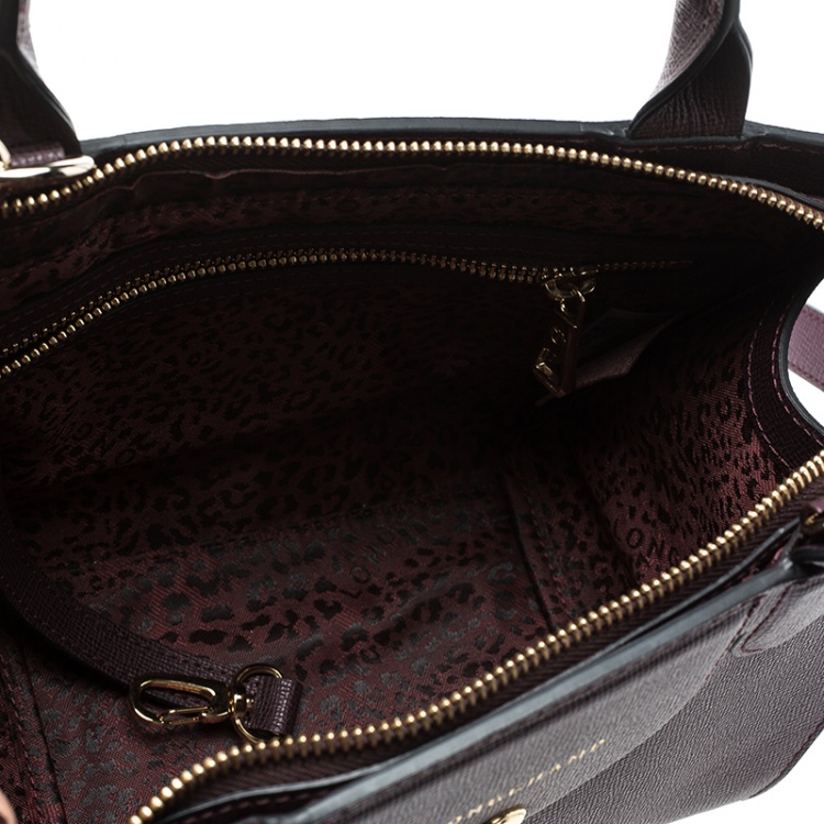 مملوكة مسبقًا  Longchamp Burgundy Leather Small Le Pliage Heritage Tote