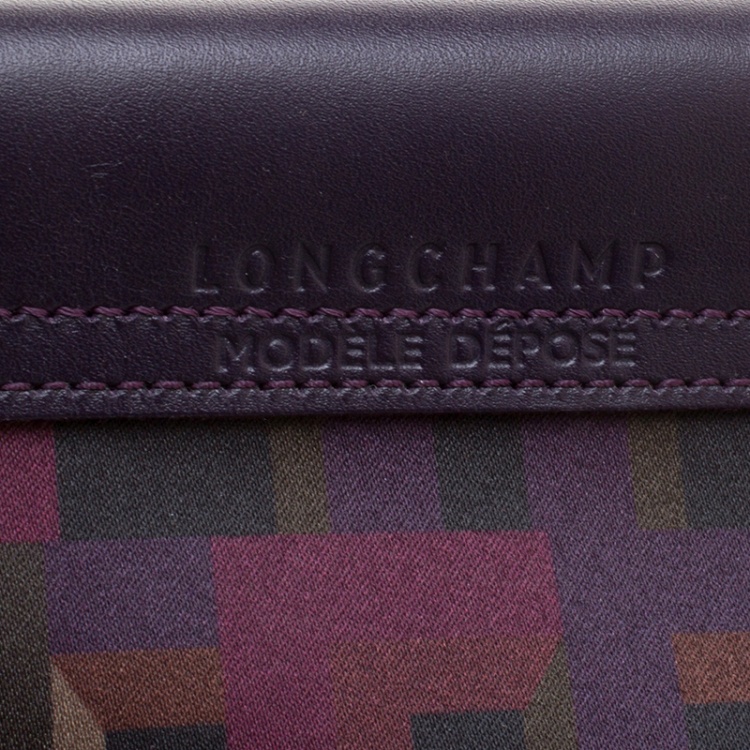 Pre Owned Longchamp Multicolor Printed Satin Medium Le Pliage Tote