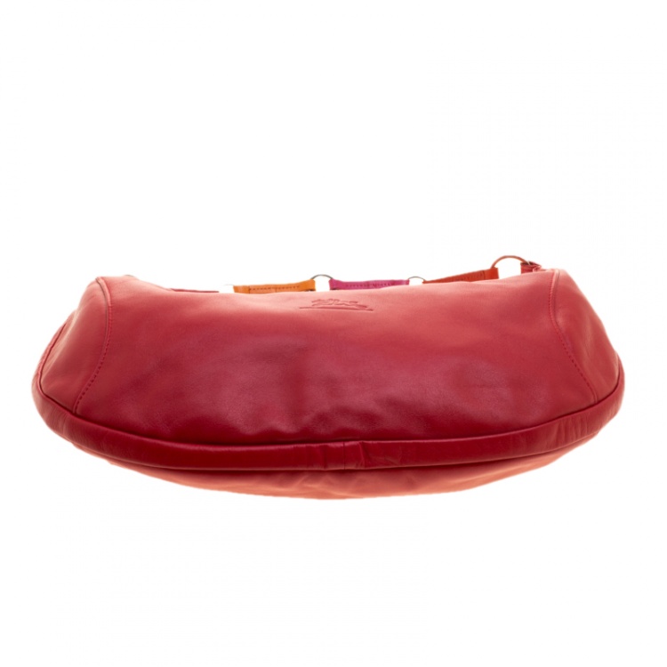 Pre Owned Longchamp Red Leather Hobo 