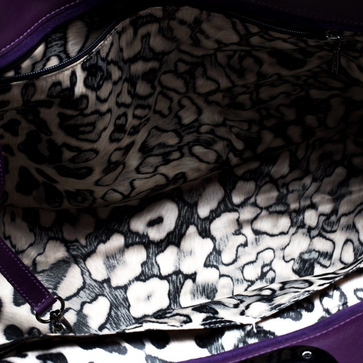 Pre Owned Longchamp Purple Python Embossed Leather Gatsby Tote