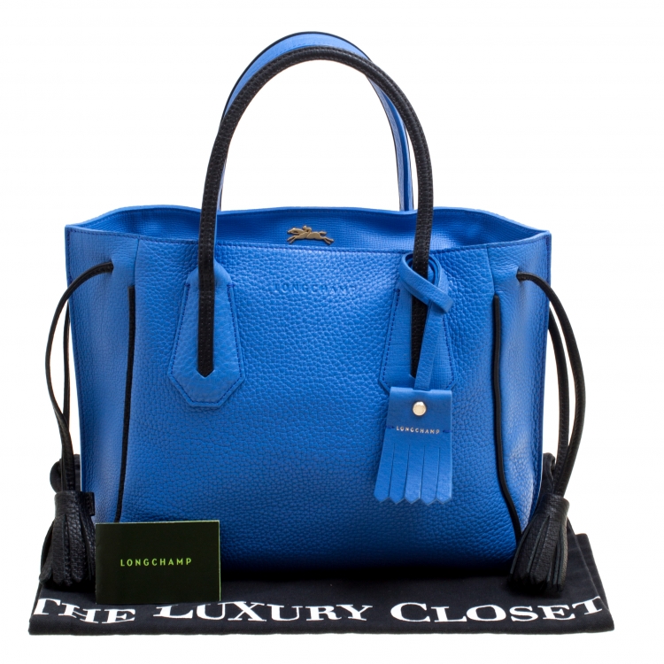 Pre Owned Longchamp Blue Textured Leather Penelope Fantaisie Tote