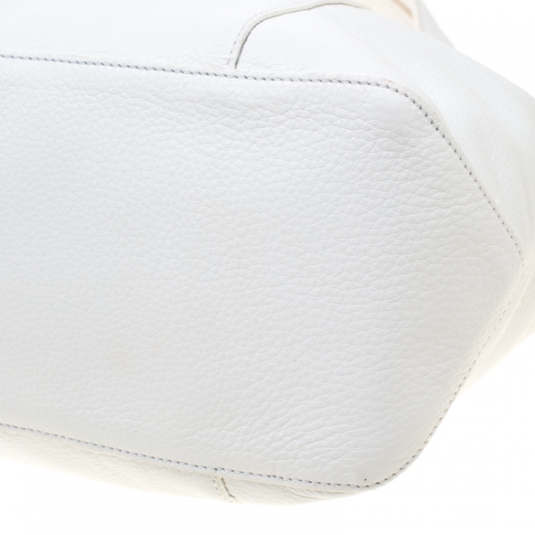 Pre Owned Longchamp White/Pink Leather Tote 