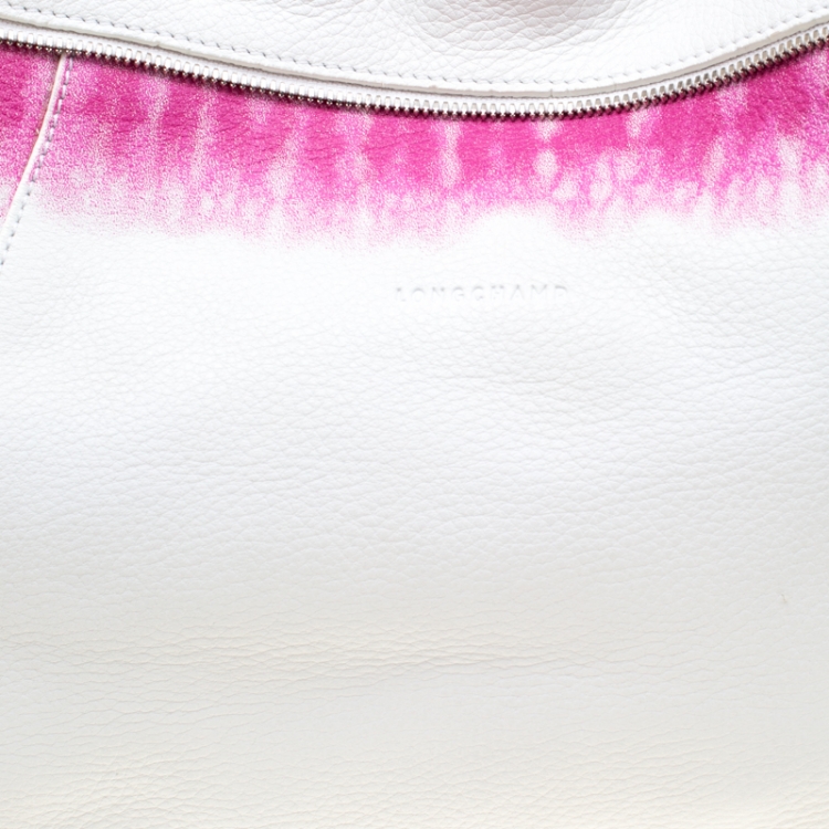 Pre Owned Longchamp White/Pink Leather Tote 