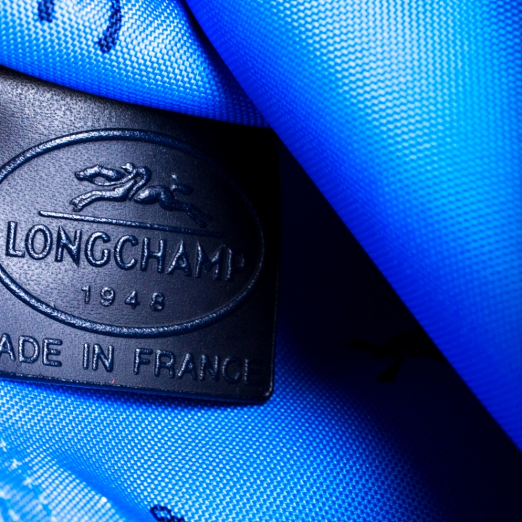 Pre Owned Longchamp Blue Leather Quadri Crossbody Bag