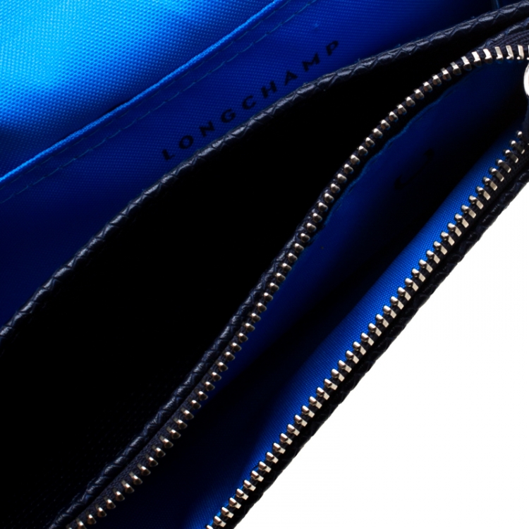 Pre Owned Longchamp Blue Leather Quadri Crossbody Bag