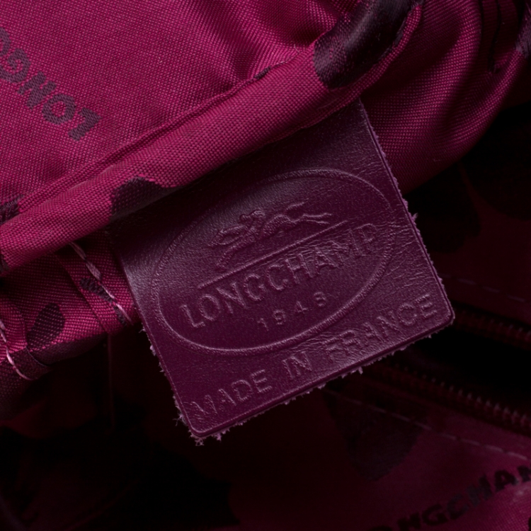 Pre Owned Longchamp Purple Croc Embossed Leather Roseau Tote 