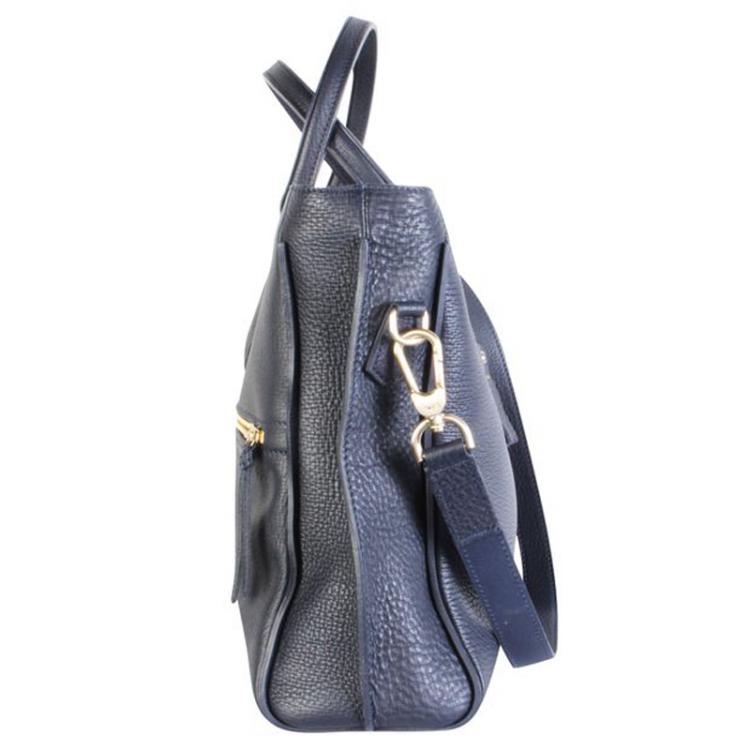 Pre Owned Longchamp Blue Leather Tote Bag