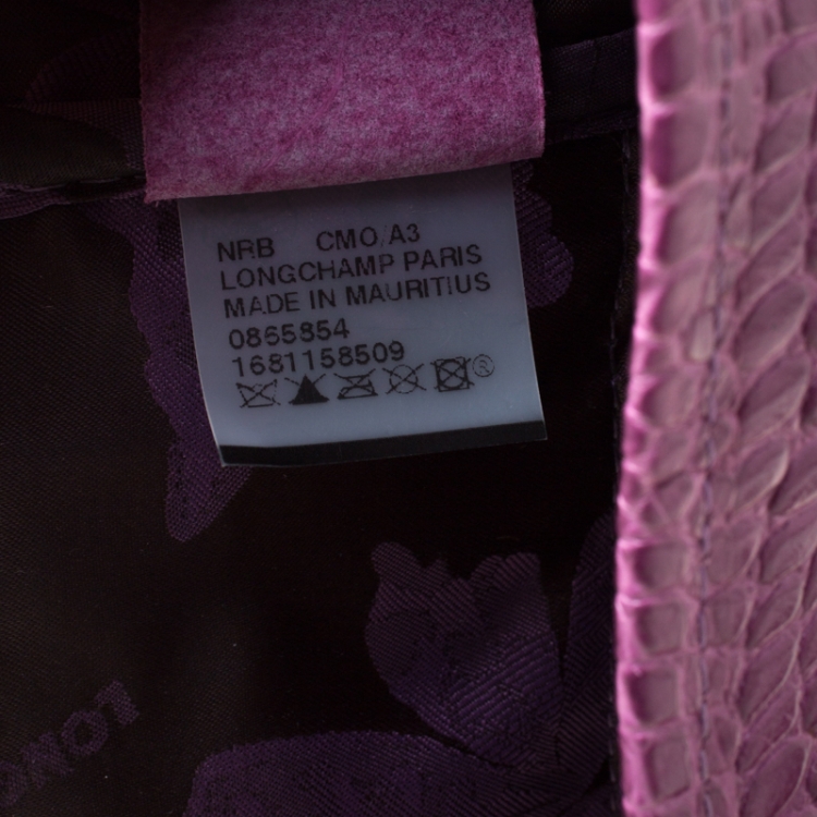 مملوكة مسبقًا Longchamp Purple Croc Embossed Leather Roseau Tote