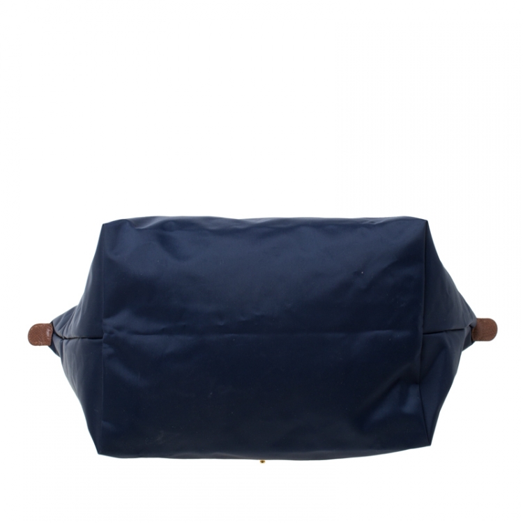 Pre Owned Longchamp Blue Nylon and Leather Medium Tote