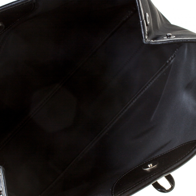 Pre Owned Longchamp Black Nylon and Leather Roseau Tote 