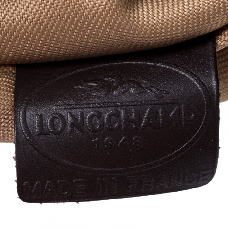 Pre Owned Longchamp Brown Printed Leather Satchel