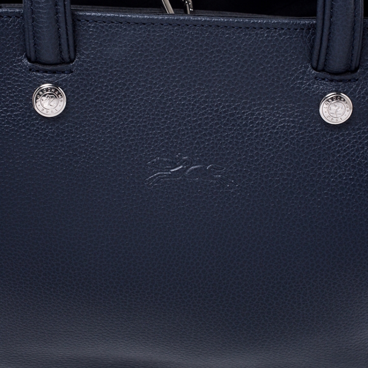 Pre Owned Longchamp Navy Blue Leather Tote