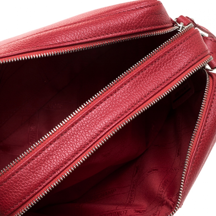 مملوكة مسبقًا Longchamp Red Leather Le Foulonne Camera Crossbody Bag
