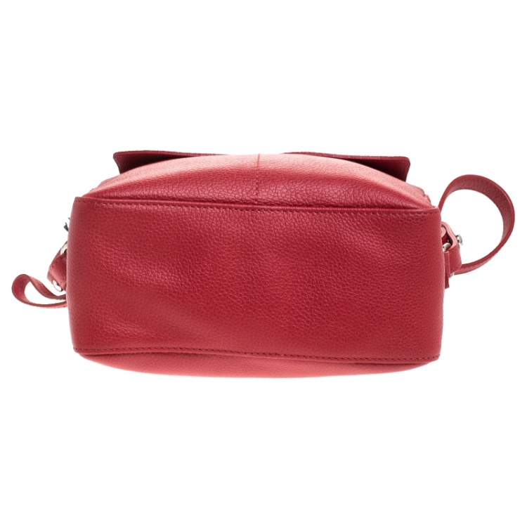 مملوكة مسبقًا Longchamp Red Leather Le Foulonne Camera Crossbody Bag