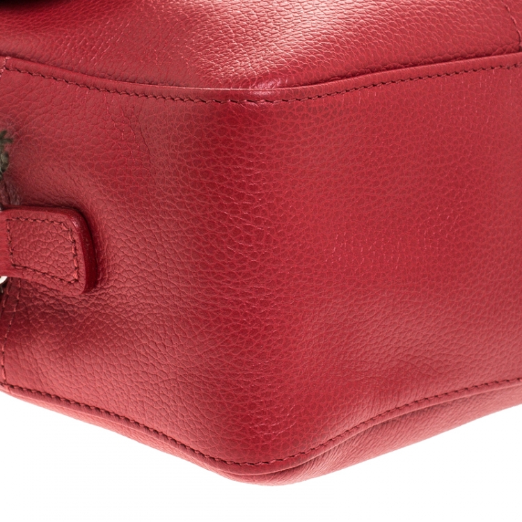 مملوكة مسبقًا Longchamp Red Leather Le Foulonne Camera Crossbody Bag