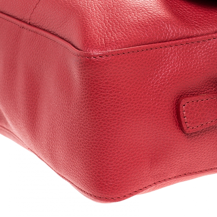 مملوكة مسبقًا Longchamp Red Leather Le Foulonne Camera Crossbody Bag