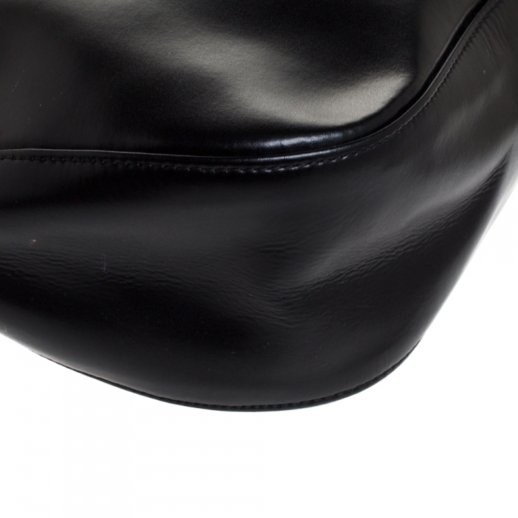 Pre Owned Longchamp Black Leather Roseau Hobo