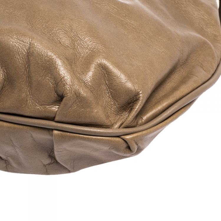 Pre Owned Longchamp Beige Leather Buckle Flap Shoulder Bag
