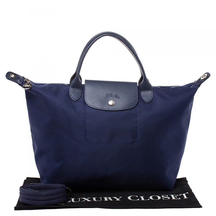 Pre Owned Longchamp Blue Nylon Le Pliage Tote 