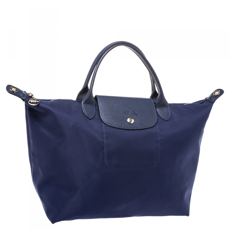 Pre Owned Longchamp Blue Nylon Le Pliage Tote 