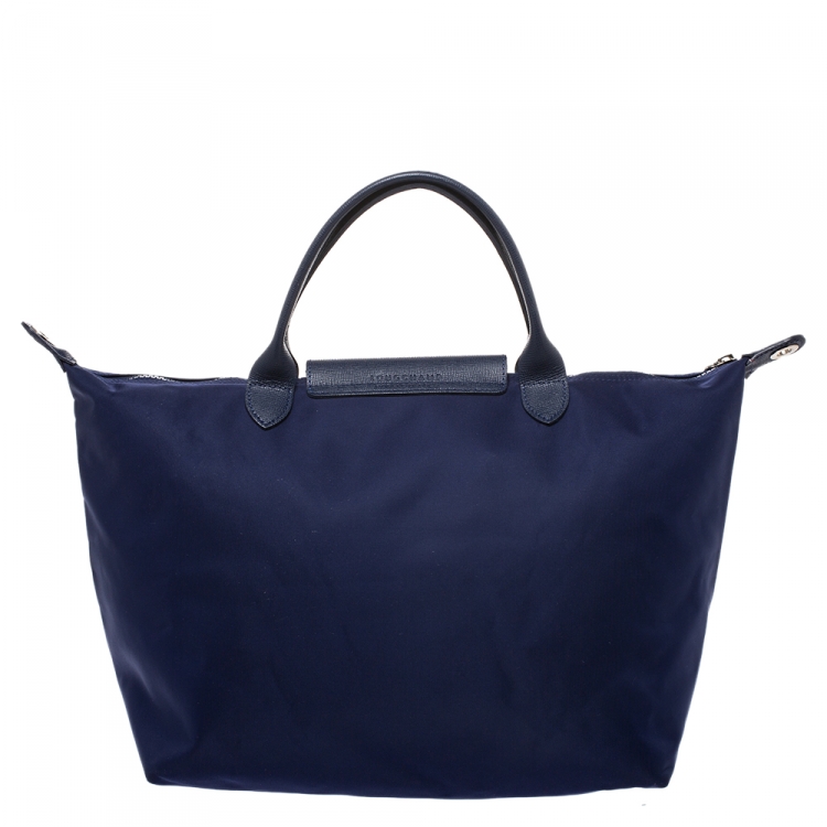 Pre Owned Longchamp Blue Nylon Le Pliage Tote 