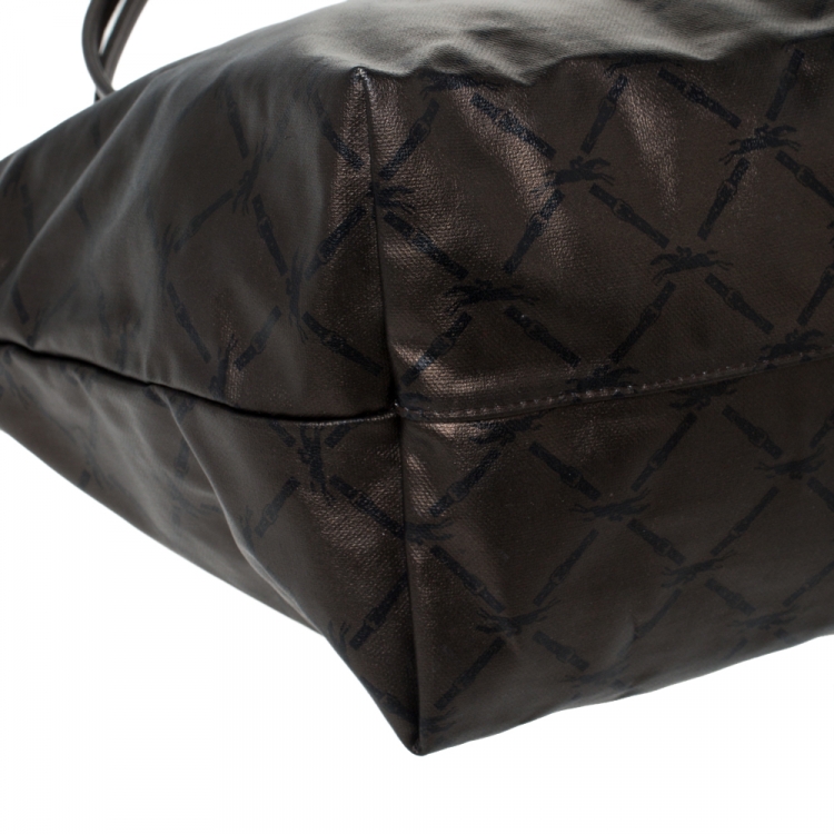 Pre Owned Longchamp Metallic Brown Nylon and Leather Le Pliage Tote 