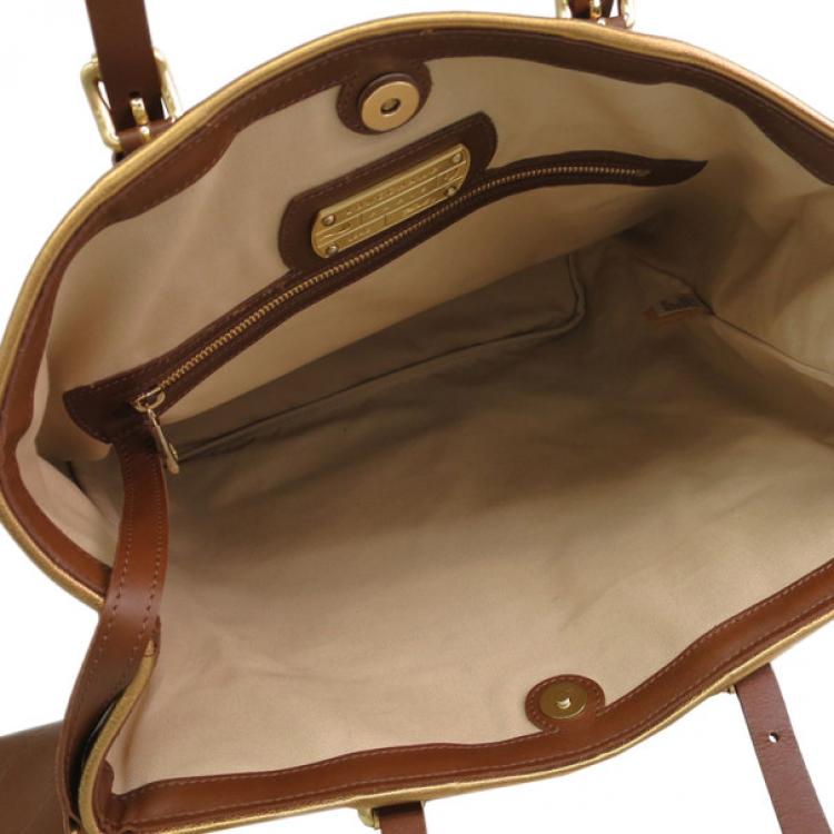 Pre Owned Longchamp Brown Embossed Leather Tote