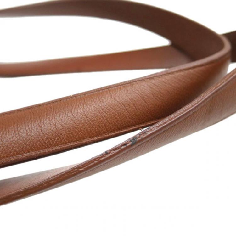 Pre Owned Longchamp Brown Embossed Leather Tote