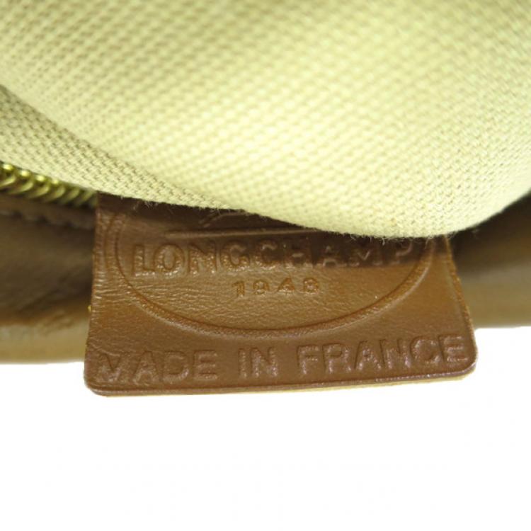 Pre Owned Longchamp Brown Embossed Leather Tote