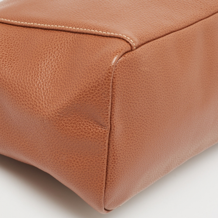 Pre Owned Longchamp Brown Leather Le Foulonne City Bag