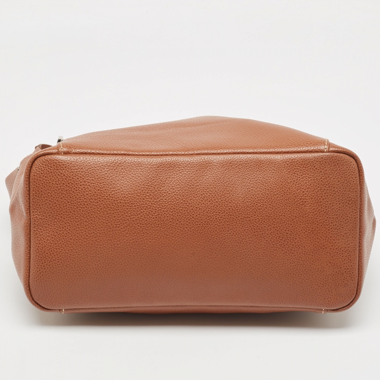 Pre Owned Longchamp Brown Leather Le Foulonne City Bag