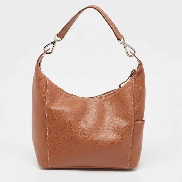 Pre Owned Longchamp Brown Leather Le Foulonne City Bag