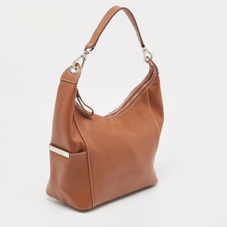 Pre Owned Longchamp Brown Leather Le Foulonne City Bag
