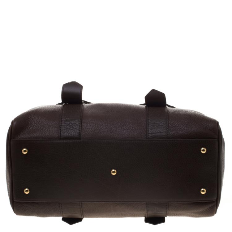 Pre Owned Longchamp Brown Leather Gloucester Bowling Bag