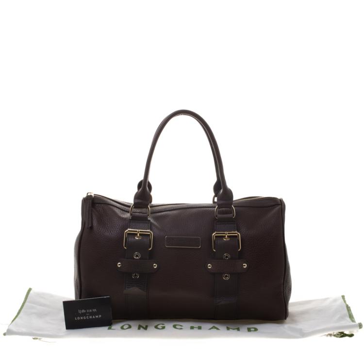 Pre Owned Longchamp Brown Leather Gloucester Bowling Bag