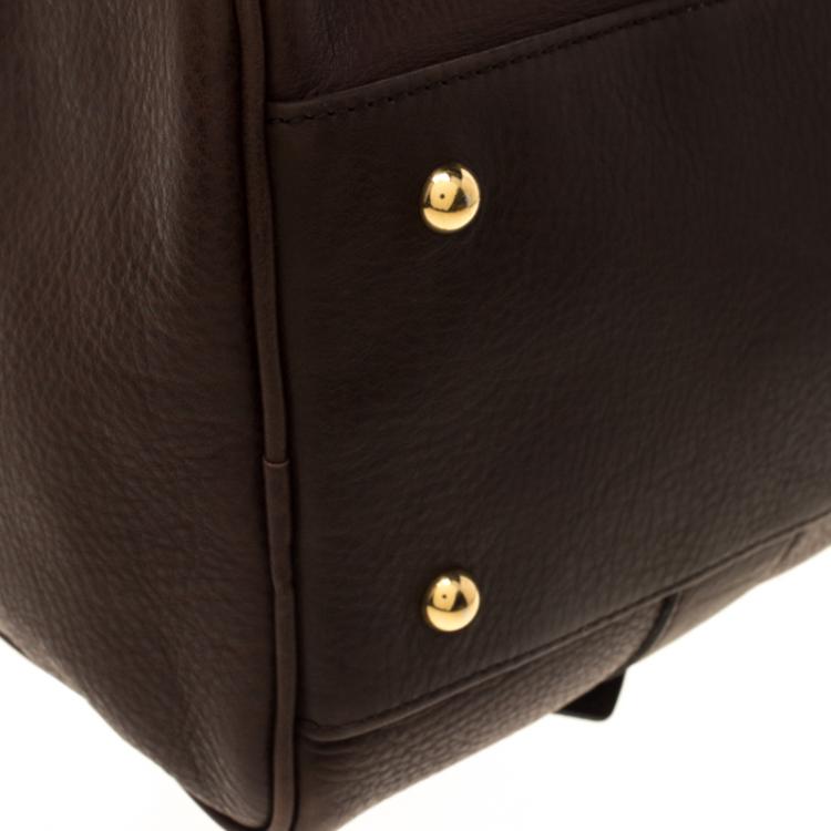 Pre Owned Longchamp Brown Leather Gloucester Bowling Bag