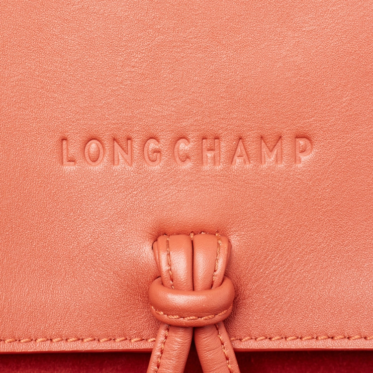 Pre Owned Longchamp Brick Red Suede and Leather Penelope Crossbody Bag
