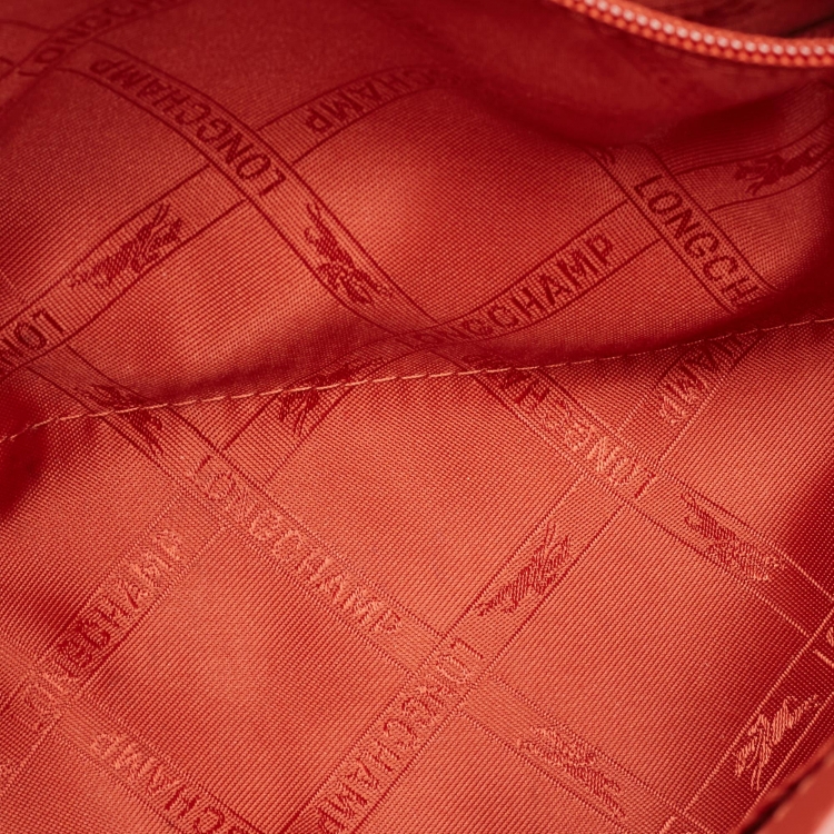 Pre Owned Longchamp Brick Red Suede and Leather Penelope Crossbody Bag