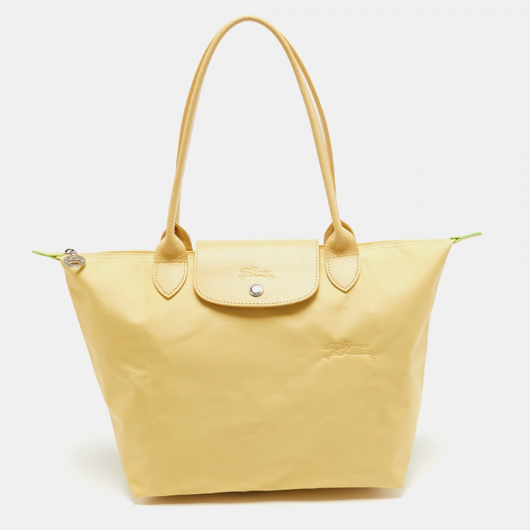 Longchamp Le Pilage Original Nylon hot Shopping Tote Bag Fold Leather Citron Yellow