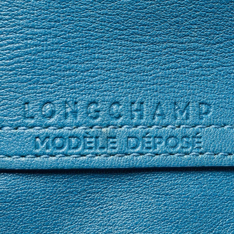 Pre Owned Longchamp Blue Leather Le Pliage Cuir Tote