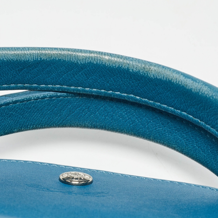 Pre Owned Longchamp Blue Leather Le Pliage Cuir Tote