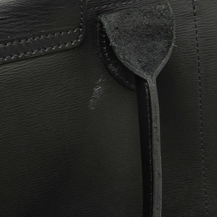 Pre Owned Longchamp Black Leather Medium Le Pliage Tote