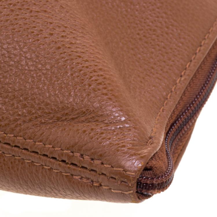 Pre Owned Longchamp Brown Leather Business Briefcase Bag