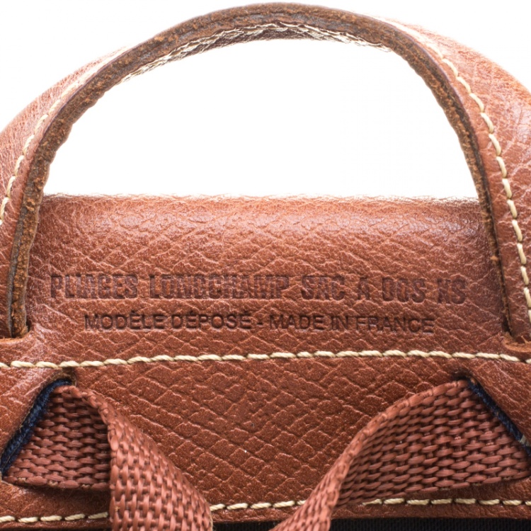 Pre Owned Longchamp Blue/Cognac Nylon Backpack 